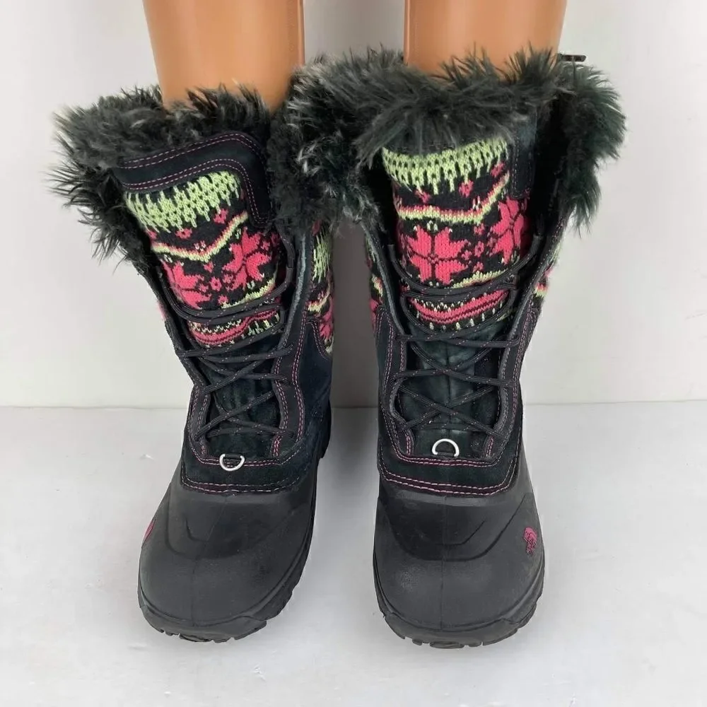 The north face girls shellista lace novelty Winter  black multicolored boot sz 6